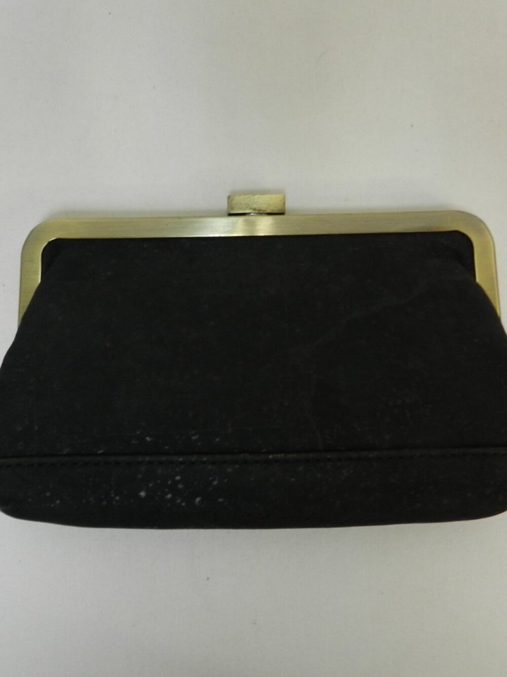 La Flore France Handmade Cork Skin Brass black wallet clutch purse make up bag
